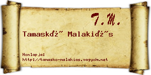 Tamaskó Malakiás névjegykártya